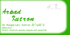 arpad kutron business card